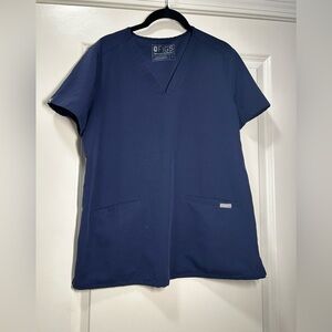 Figs‎ Navy Short Sleeve V-Neck